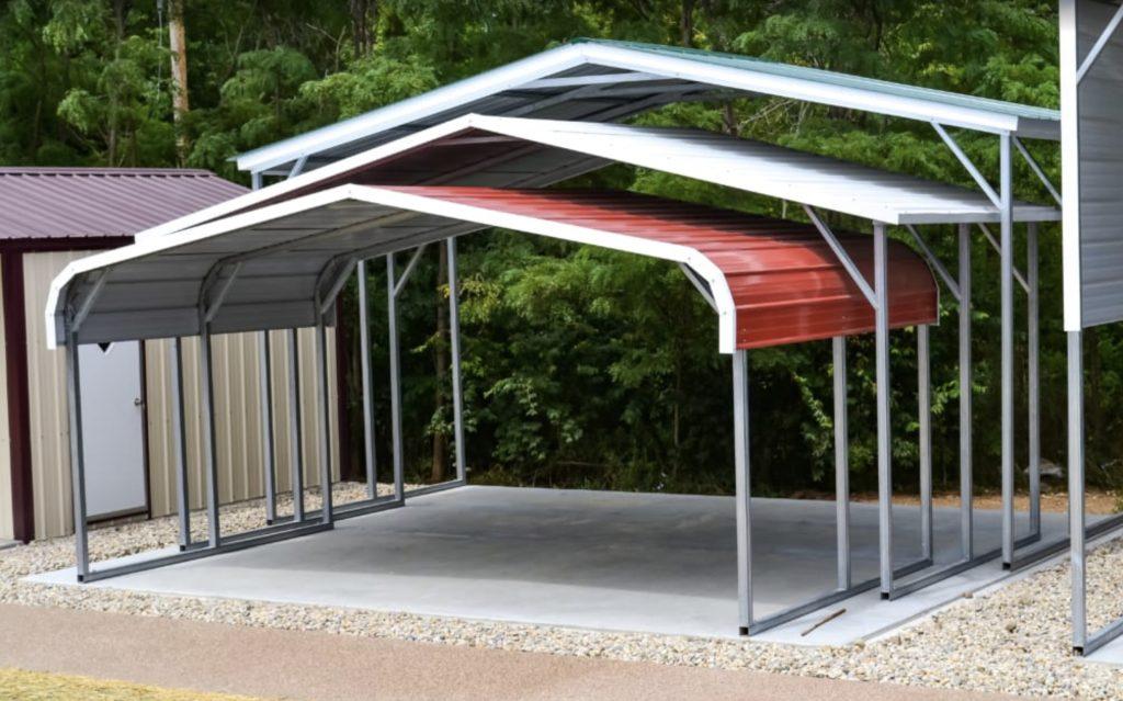 Steel carport with open sides